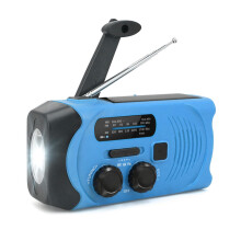 Hand-Crank Solar Power Dynamo AM/FM/WB NOAA Global Weather Radio Flashlight Power Bank BLUE