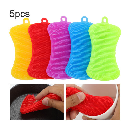 5PCS Silicone washing brush Washing Up Tool Cleaning Kitchen Scrubber