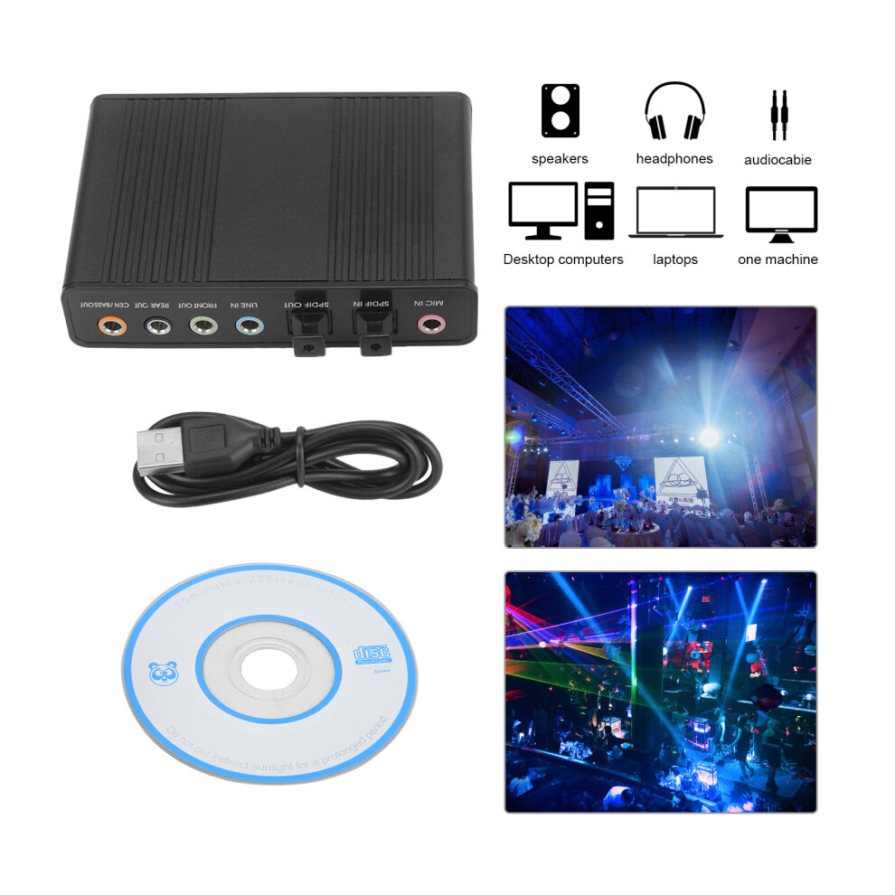 Usb 6 Channel 5.1 External Optical Digital Sound Card Audio Adapter Black 757510865574