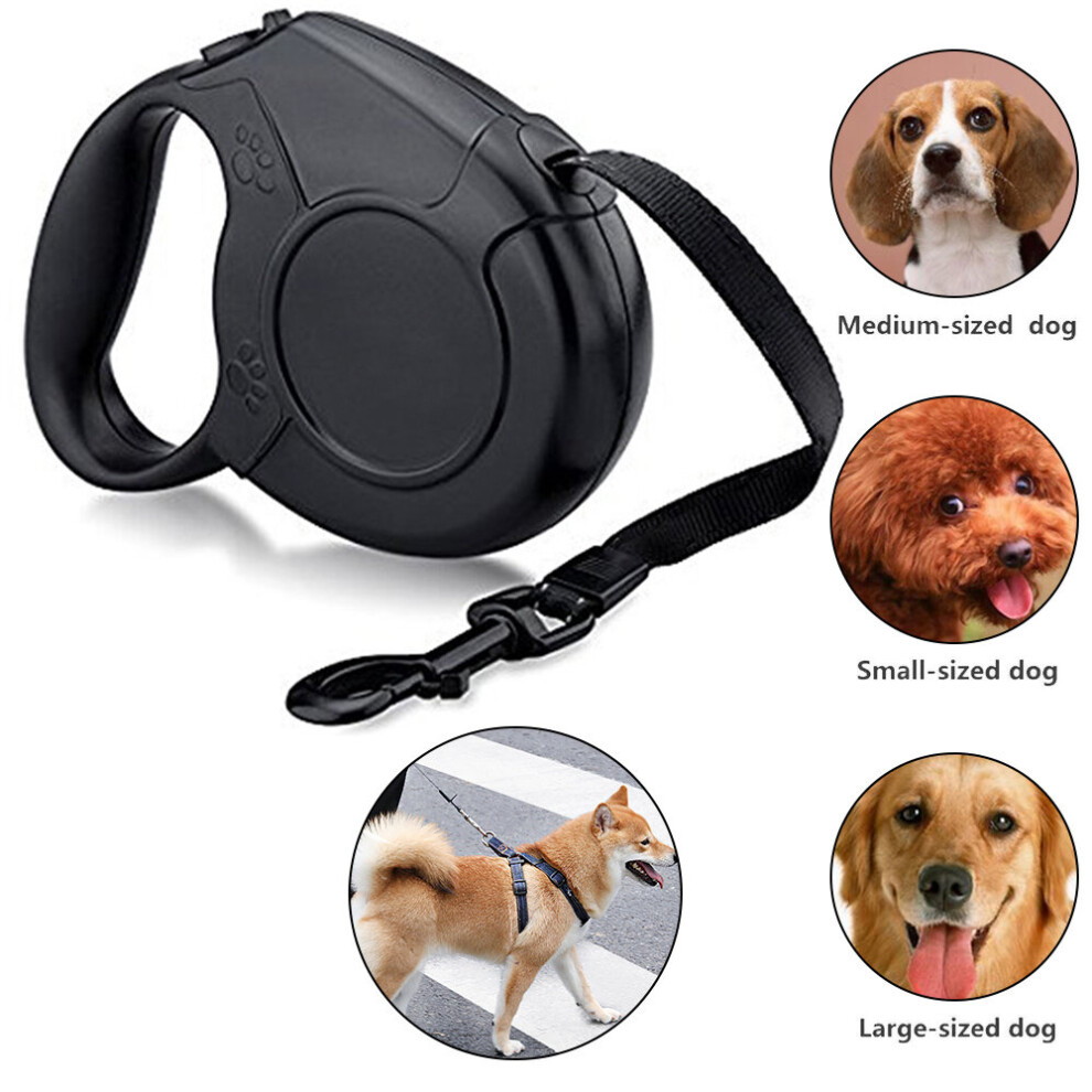 50Kg 8M Large Dog Lead Leash Strongs Retractable Extendables Lockable Black