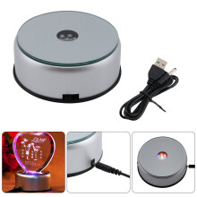 7 LED Round Colorful Rotating Crystal Light Base Electric Battery Display Stand