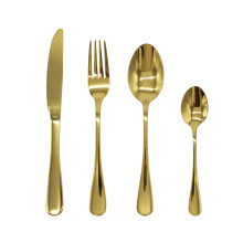 (Gold, 24pc set) Stainless Steel Cutlery Set Black Gold Rainbow Set