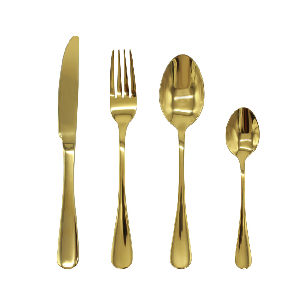 Cutlery Sets Gold Stainless Steel Spoon Fork 24 Piece Set