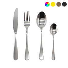 (Silver, 16pc set) Stainless Steel Cutlery Set Black Gold Rainbow Set