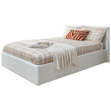 (White) End Lift Ottoman Storage Bed Frame Only - Leather