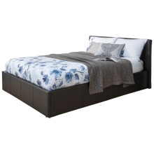 (Black) End Lift Ottoman Storage Bed Frame Only - Leather