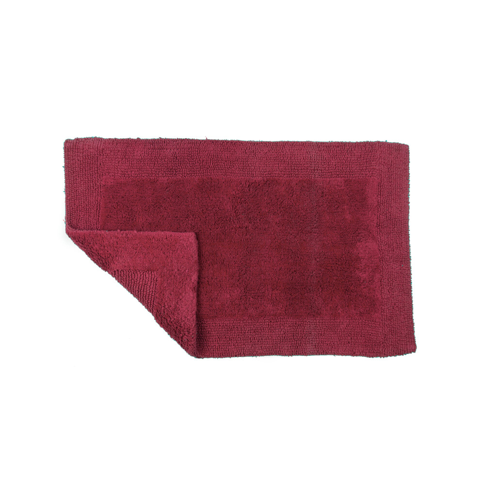 (Cranberry) Large Luxury Deep Pile Reversible Bath Mat 53 x 85cm