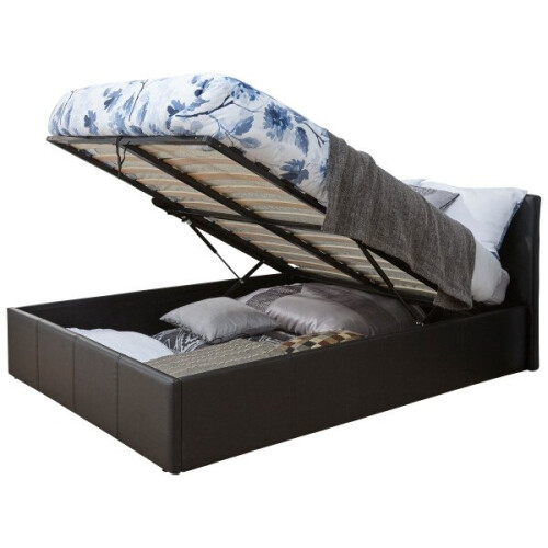 (Black) End Lift Ottoman Storage 150cm Kingsize Bed Frame 1