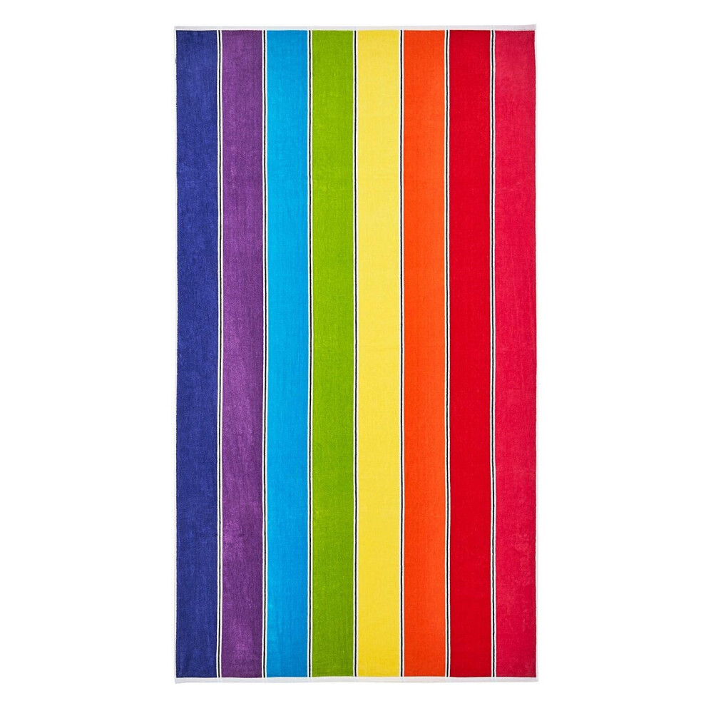 Luxury Cotton Rainbow Stripe Beach Towel 80 x 160cm