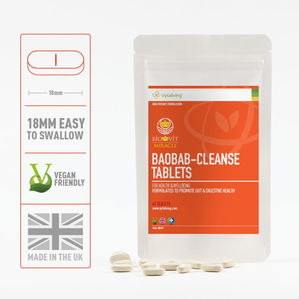 Biovit Baobab Cleanse tablets. Improve digestion, IBS, Pack Of 30 