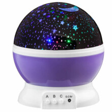 (Violet) Veilleuse LED rotative - Projecteur Étoiles et Lune dans le ciel - Lampe d'ambiance pour bébé et enfants - Cadeau magique