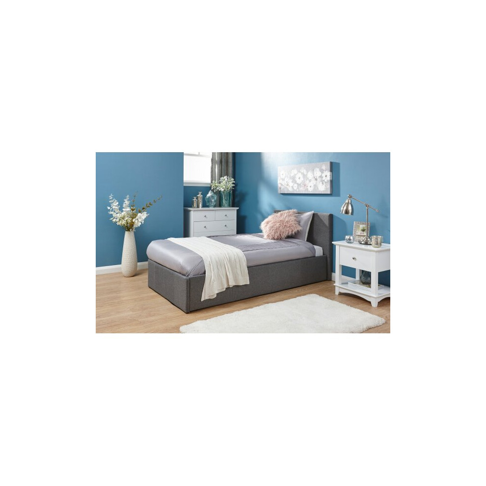 Big Furniture Warehouse End Lift Ottoman Storage 90 Cm Single Bed Frame Only - 3Ft Single Grey
