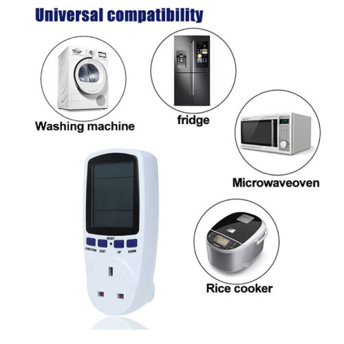 Smart Socket Time/Watt/Cost Display Overload Protection Save Energy Power Meter