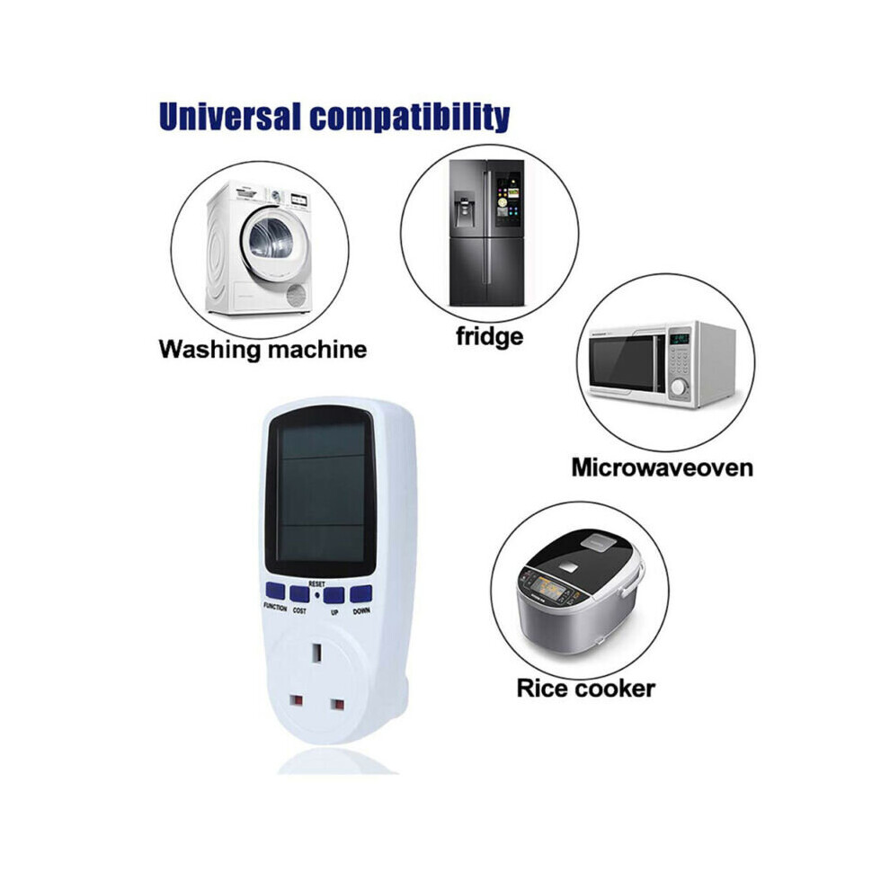 Smart Socket Time/Watt/Cost Display Overload Protection Save Energy Power Meter 683546368942
