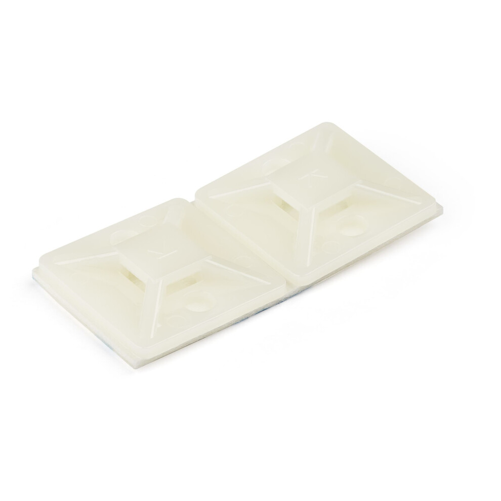 100 Pack Cable Tie Mounts With Adhesive Tape For 0.18 In. (4.6 Mm) Wide Ties - Nylon/Plastic Zip Tie Mounts - 94V-2 Fire & Ul Rated Taa 065030890267