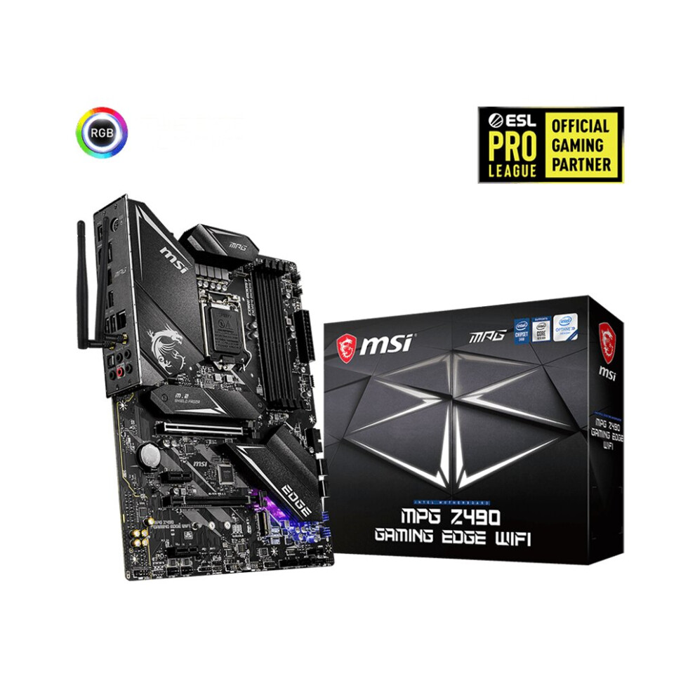 MSI MPG Z490 GAMING EDGE WIFI, ATX, LGA1200, DDR4, LAN, 802.11ax WiFi 6 + Bluetooth 5.1, Lightning USB, Type C, M.2, RGB, Gen 4 Ready, Intel