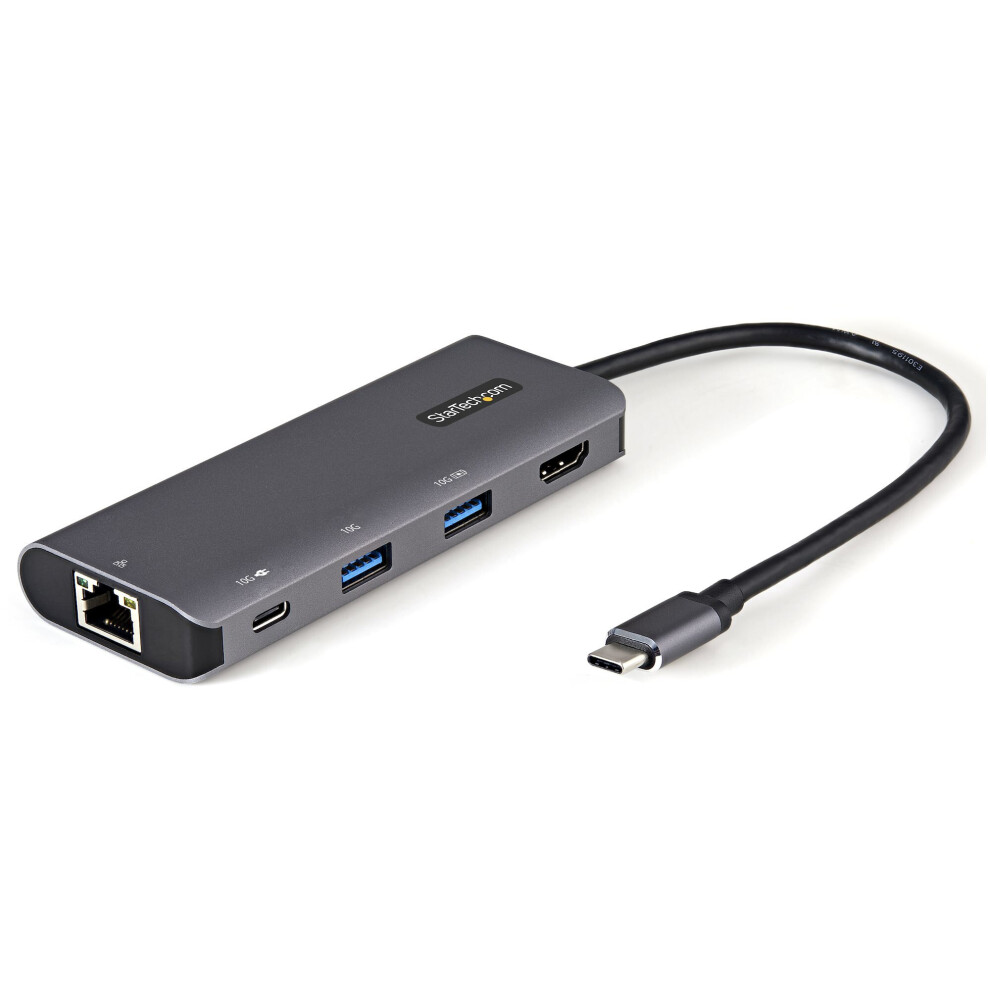 Startech.com 10Gbps Usb Type-C Mini Dock With 4K 30Hz Hdmi - 100W Power Delivery Passthrough - 3-Port Usb Hub, Gbe - Usb 3.1/3.2 Gen 2 Laptop Dock - 10" Cable