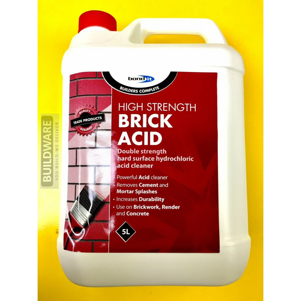 BOND IT - HIGH STRENGTH BRICK ACID 5L (CLEAR) - CEMENT & MORTAR SPLASHER REMOVER