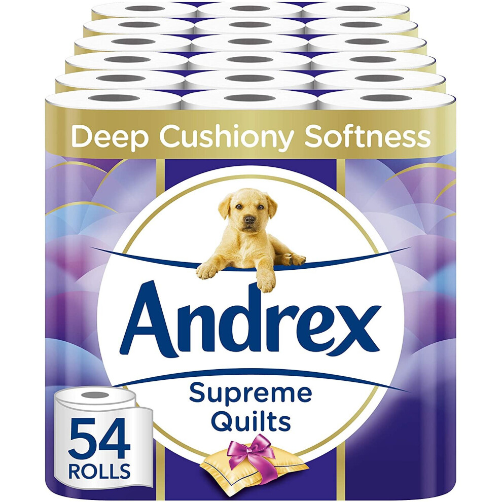 Andrex Toilet Roll - Supreme Quilted Toilet Paper, 54 Rolls