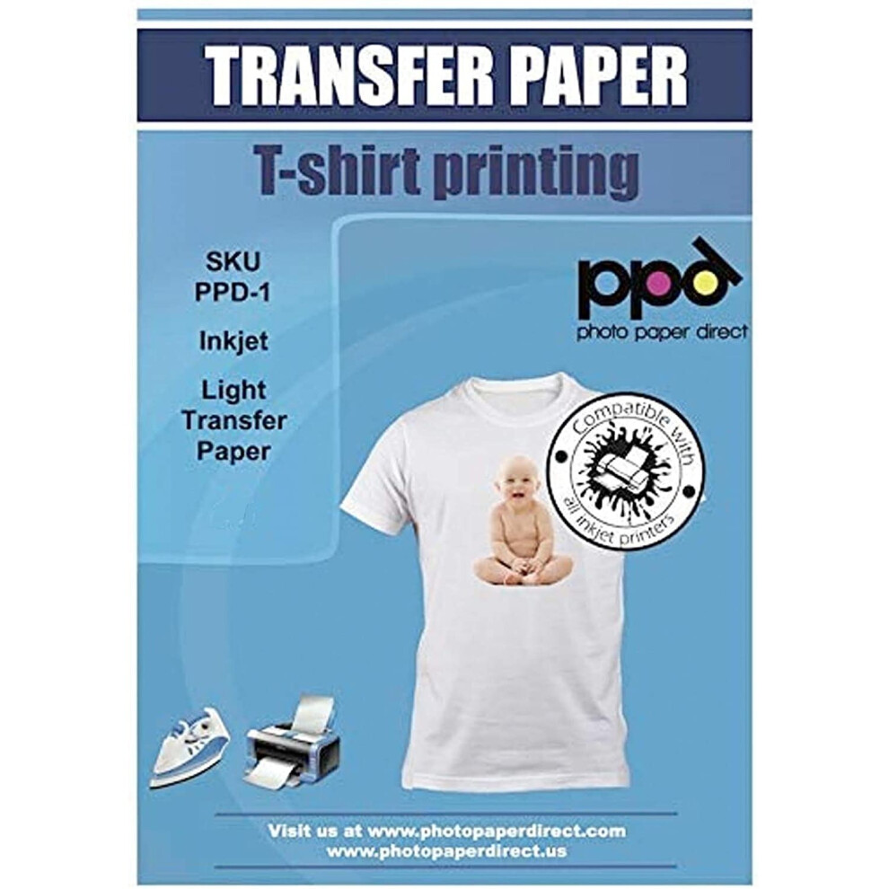 PPD Inkjet PREMIUM Iron on Transfer paper A4 for white an light colour T-Shirt x 100 sheets PPD-1-100