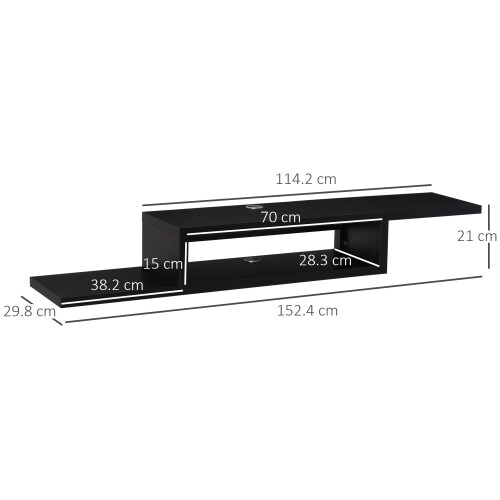 Homcom HOMCOM Wall Mounted Media Console Floating TV Stand with Shelf Black 1