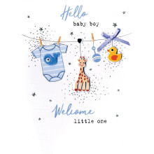Hello Baby Boy Welcome Little One Irresistible Greeting Card Embellished Cards