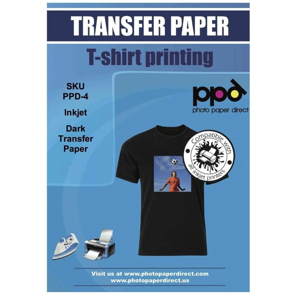 PPD Inkjet PREMIUM T Shirt Transfer Paper A4 for Dark Fabric x 10 Sheets PPD-4-10