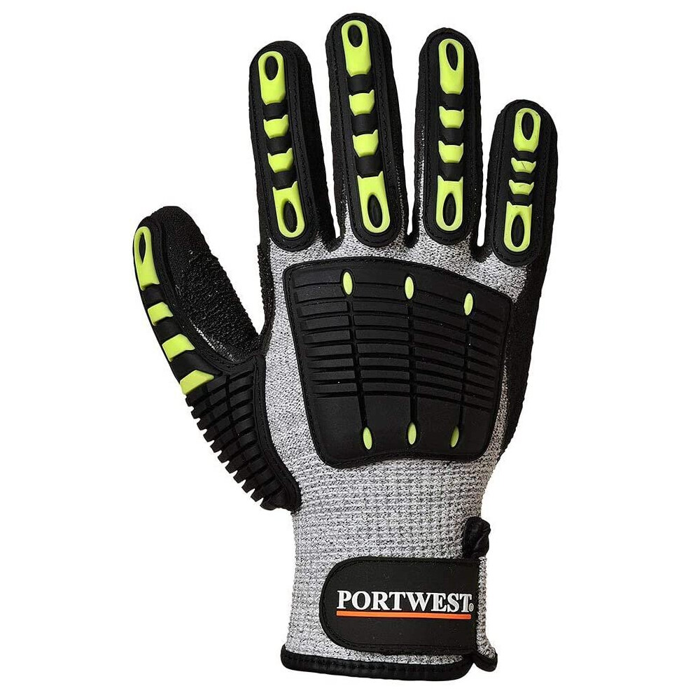 Portwest A722G8RM Anti Impact Cut Resistant 5 Glove, Regular, Size: Medium, Grey/Black
