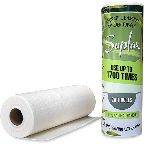 Saplax Reusable Bamboo Kitchen Paper Towels 100 Natural Bamboo