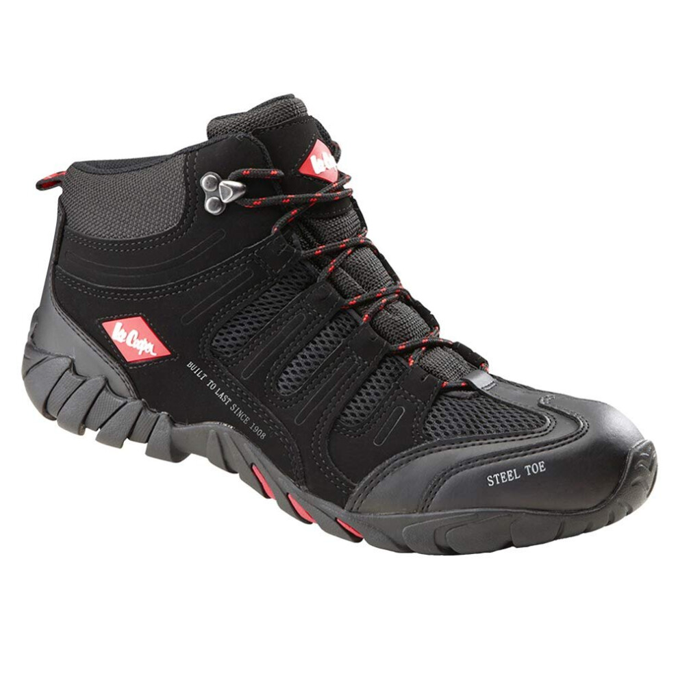 Lee Cooper Workwear Mens Work Safety Trainer Mid Cut Steel Toe Cap Composite Anti Static Anti Slip Midsole Boot S1P SRA, Black, 11 UK/45 EU