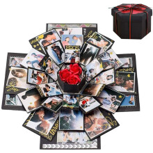 Cosswe Explosion Box, Surprise Box DIY Photo Album Scrapbook Folding Gift Box Handmade Commemorative Album for Birthday Valentine's Day Wedding Memory