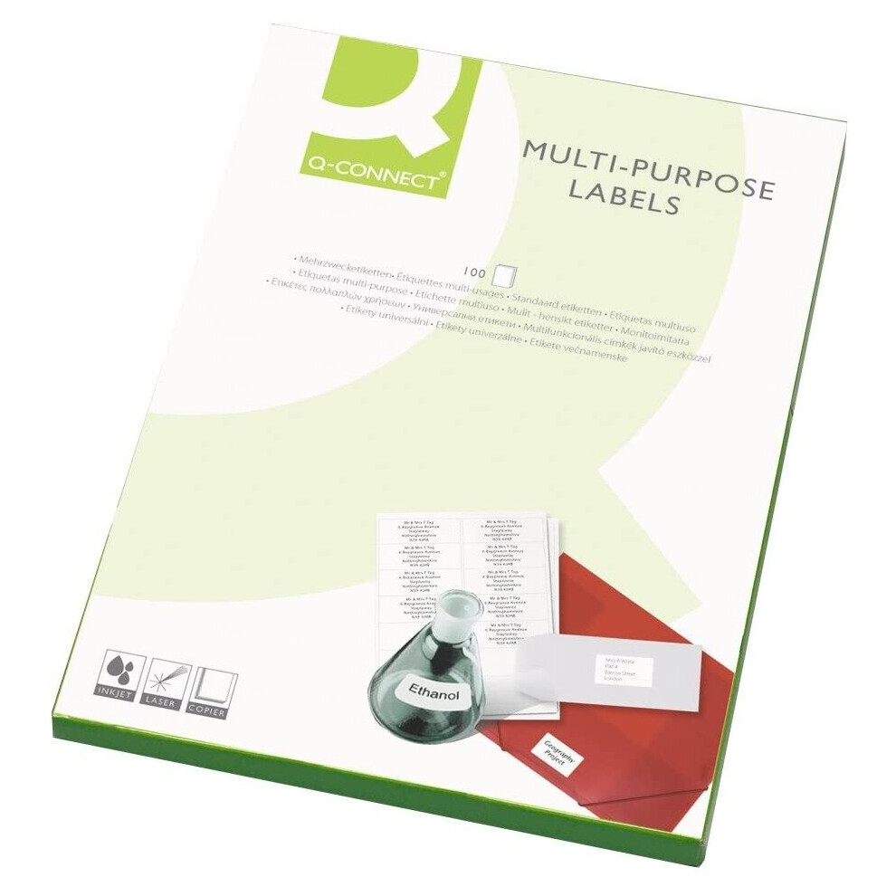 Q-Connect White Q Connect Multi Purpose Label Per A4 Sheet (Pack Of 100) Size 21