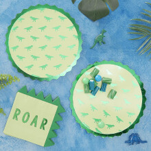 Ginger Ray Green Dinosaur Boys Kids Paper Party Plates 8 Pack Roarsome
