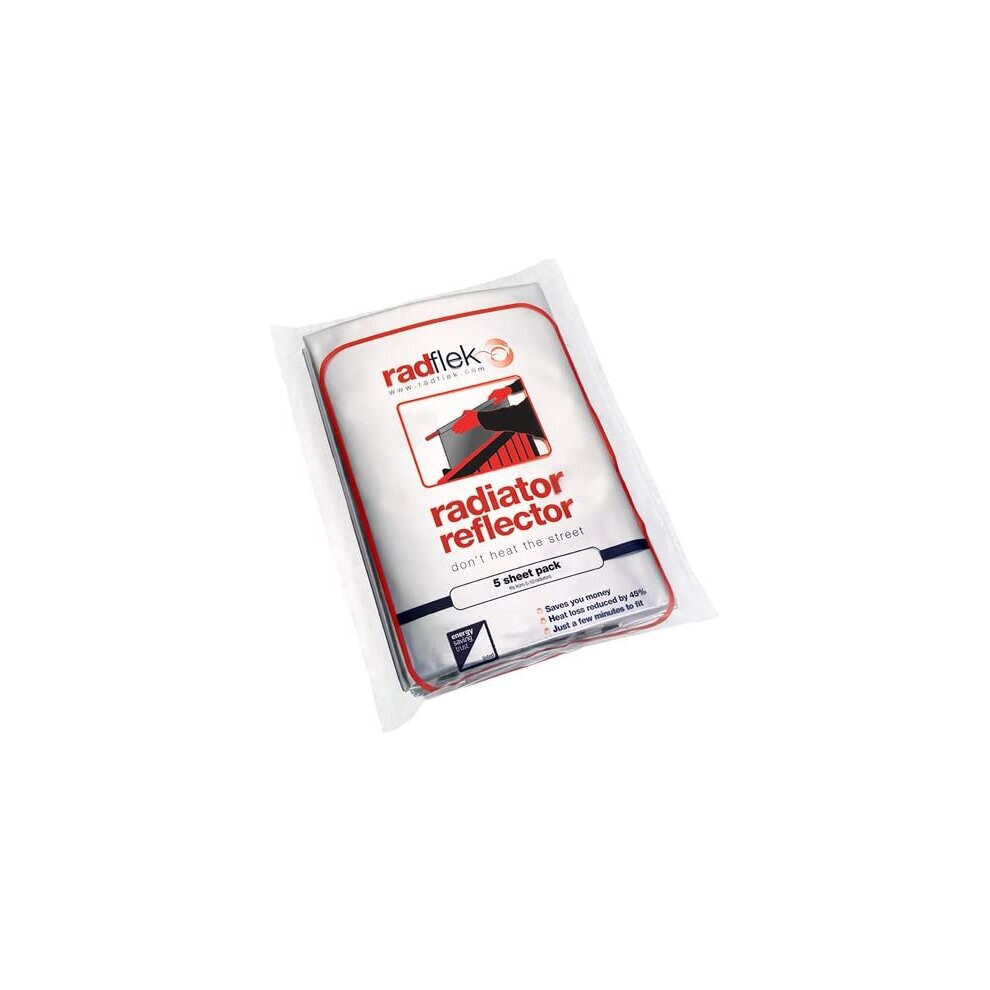 Radflek Radiator Reflectors with Radstik (5 Sheets, 4 Adhesive Strips, Fits 5-10 Radiators)