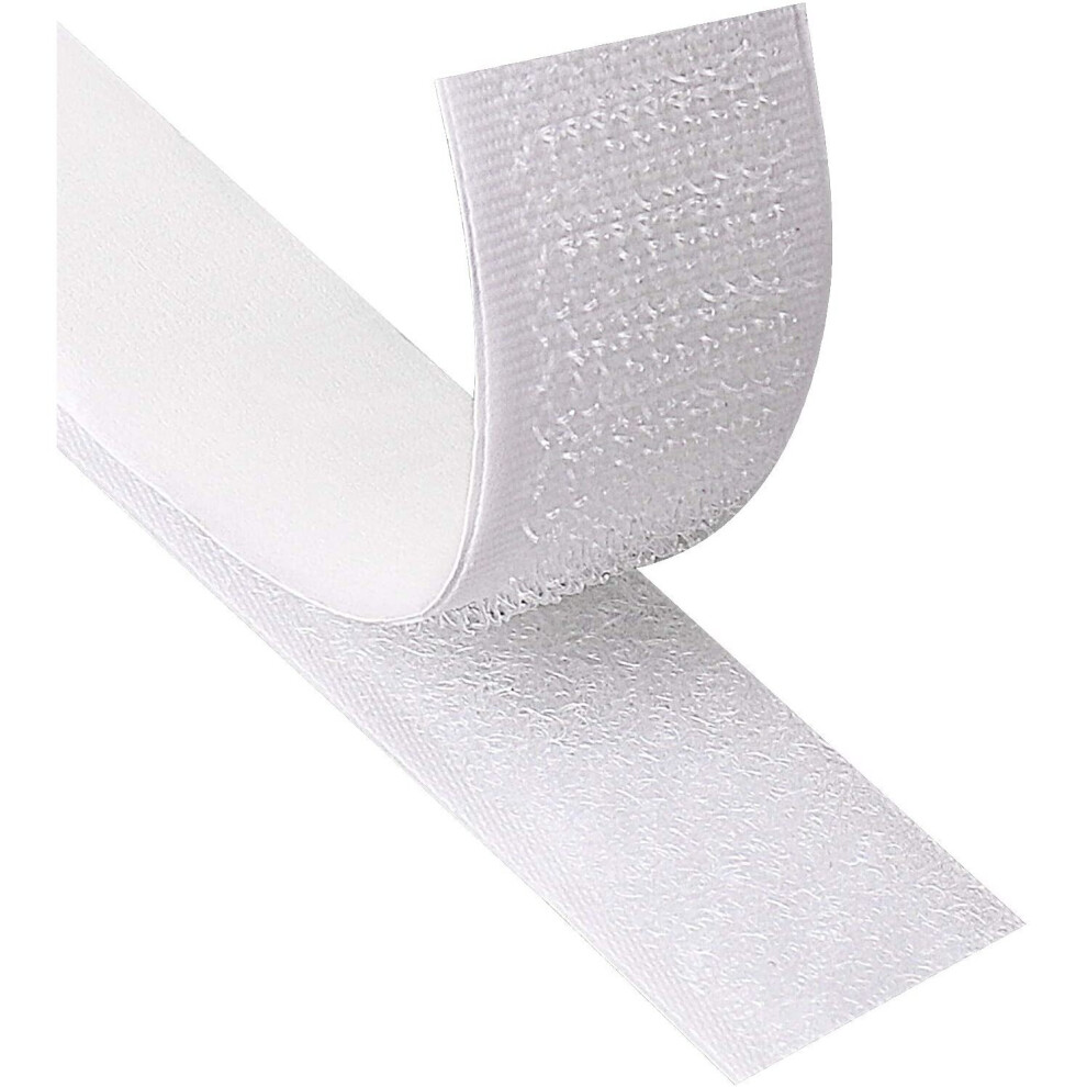 Blooven Hook and Loop Strip Tape 8M Self Adhesive Sticky Back Fastening Tape 20mm Wide (White)