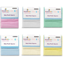 6pk Baby Muslin Square Burp Cloth 100% Pure Soft Cotton 70x70cm Blue and Yellow.