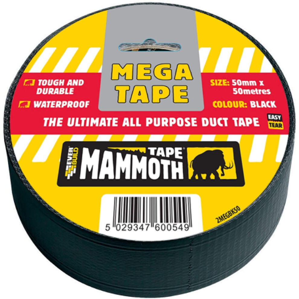 Everbuild Mammoth Mega All Purpose Duct Tape, Black, 50 mm x 50 m