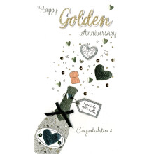 Happy Golden Anniversary Greeting Card Hand-Finished Champagne Range Cards