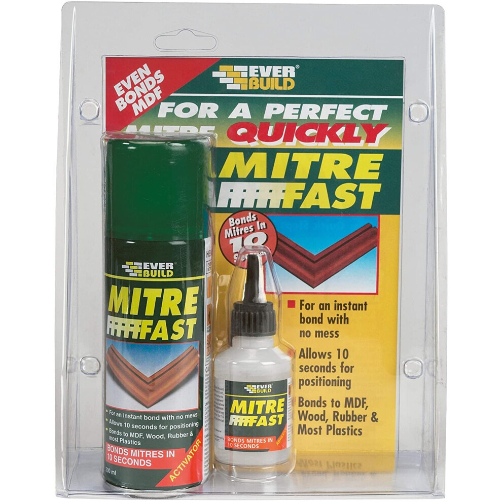 Everbuild Mitre Fast Two Part Bonding Kit, 50 g Adhesive / 200 ml Activator