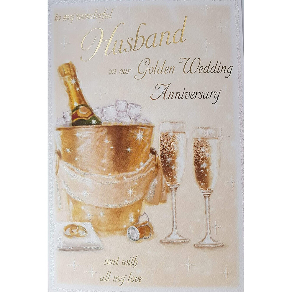 Grass Roots To My Wonderful Husband On Our 50Th Wedding Anniversary Large Greeting Card Gr031 Golden