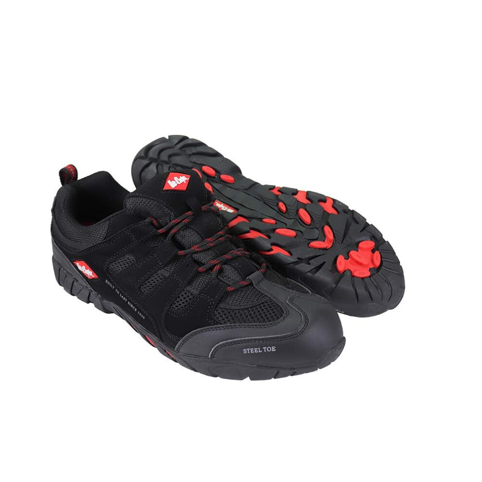 Lee Cooper Mens Workwear Safety Trainer Stainless Steel Toe Cap and Composite Midsole Anti Slip Antistatic Lightweight Work Shoe S1P/SRA, Black, UK 3