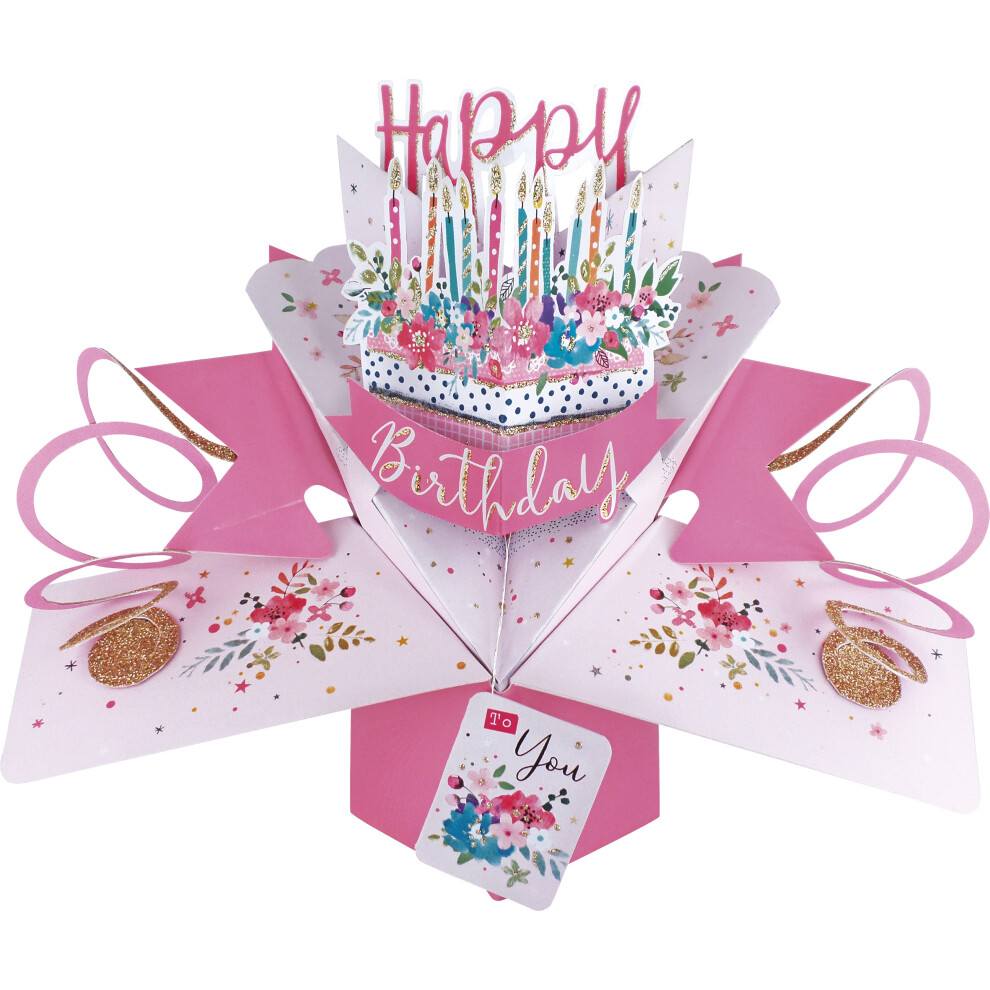 Second Nature Happy Birthday Cake Pop-Up Greeting Card Original 3D Pop Up Cards
