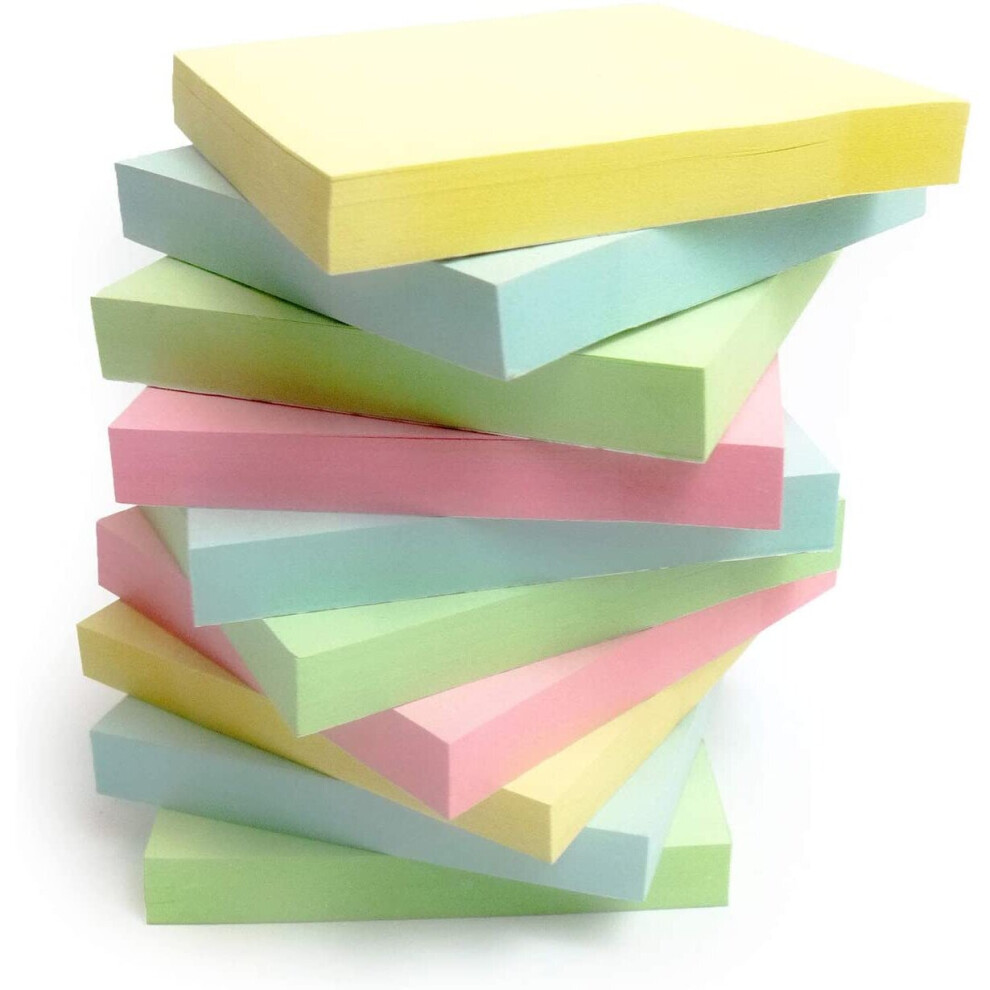 400 Quality PASTEL Colours Removable Sticky Post It Notes 76x76mm 4 pads of 100 sheets - Blue, pink, green, yellow