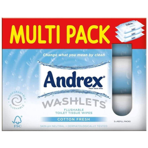 Andrex Andrex Classic Clean Flushable Washlets with Micellar Water, 3 Packs