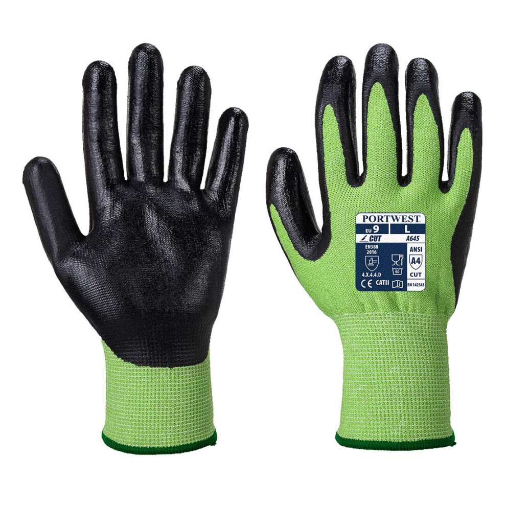 Portwest Green Cut & Grip Food Safe Nitrile Foam Gloves, Color: Green, Size: XL, A645E8RXL