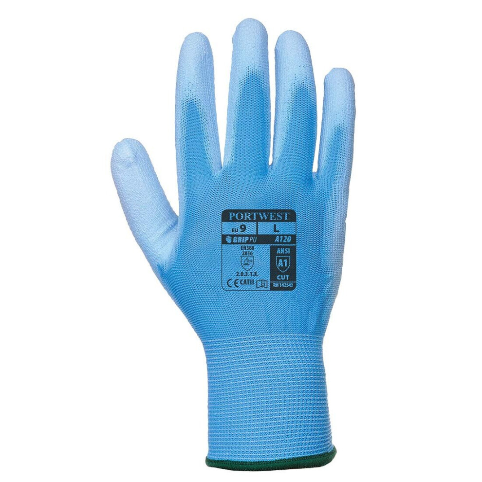 Portwest A120B4RL PU Palm Glove, Regular, Size: Large, Blue