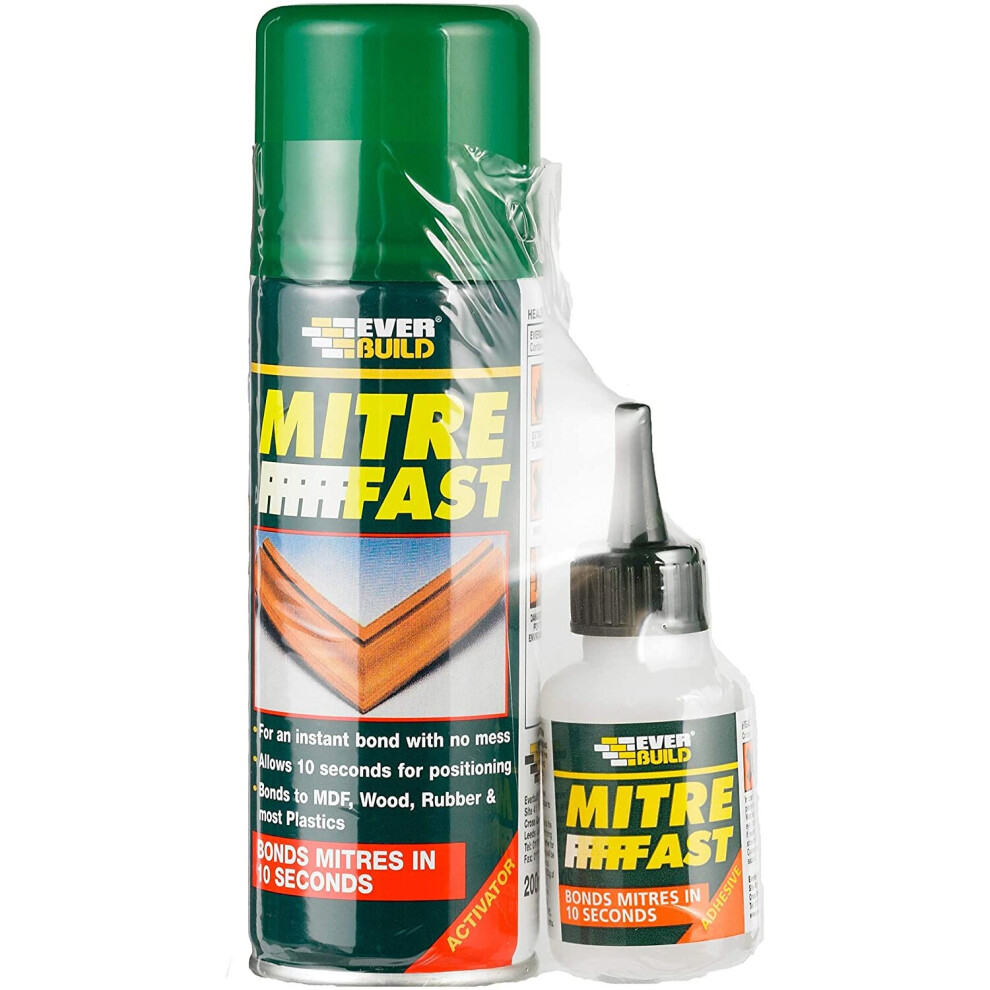 Everbuild Mitre Fast Two Part Instant Bonding Kit, 50 g Adhesive , 200 ml Activator