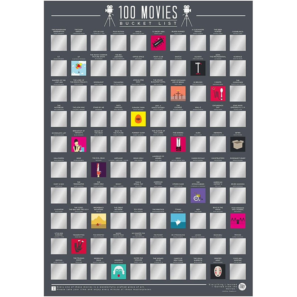 Gift Republic GR630004 100 Movies - Scratch Off Bucket List Poster