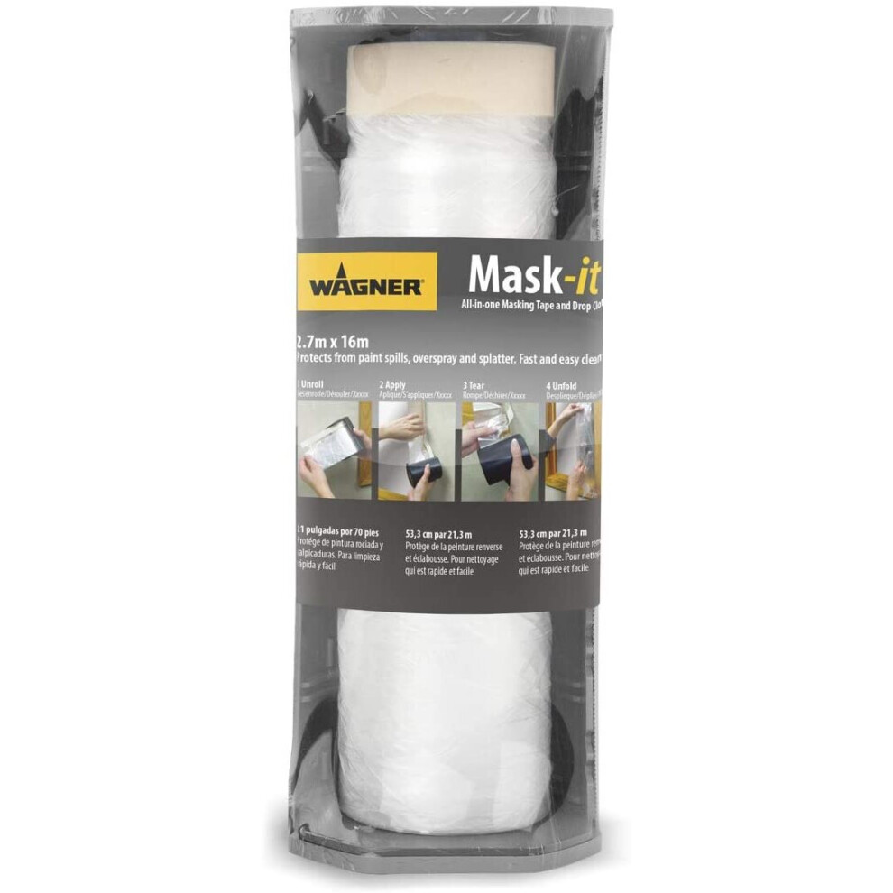 Wagner 2354314 one Masking Tape and Dust Sheet for Windows and Doors 2.7m x 16 m, White