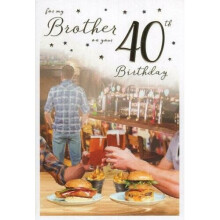 Brother on Your 40th 40 Pub Food & Celebrate Design Happy Birthday Card